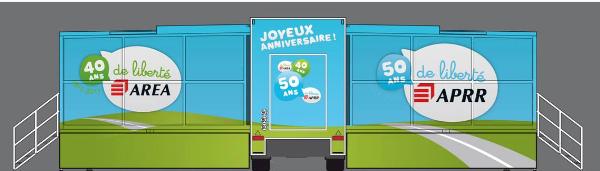 SEMI 170 m² du ROAD SHOW ANNIVERSAIRE des AUTOROUTES pour  les 40 ANS AREA et les 50 ANS APRR