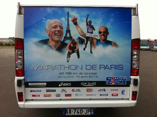 Podium photographe pour le  marathon de Paris