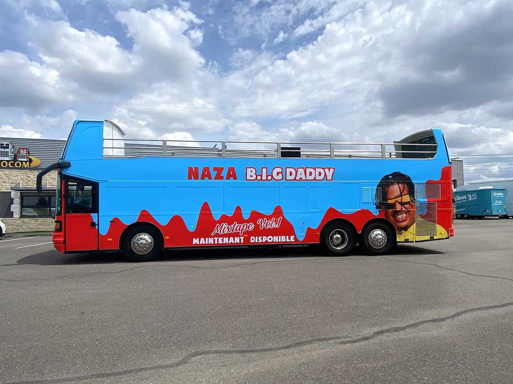 Bus impérial tournée évènementielle promo nouvel album NAZA